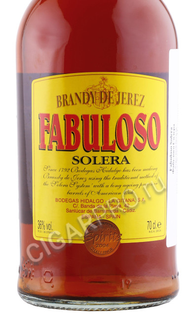 этикетка бренди fabuloso solera 0.7л