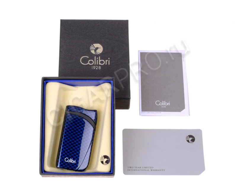 Зажигалка сигарная Colibri Falcon синий карбон LI310T8 в Подарочной Коробке