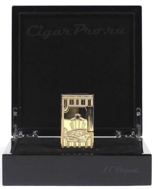 зажигалка dupont ligne 2 art deco yellow gold 1n