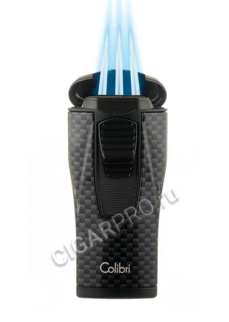 зажигалка сигарная colibri monaco (тройное пламя), черный карбон li880t10