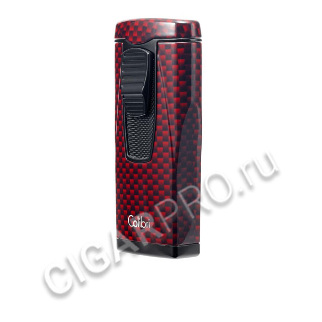 зажигалка сигарная colibri monaco (тройное пламя), красный карбон li880t12