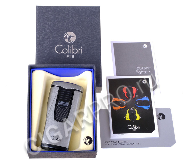 зажигалка сигарная colibri monaco (тройное пламя), серый металлик li880t6