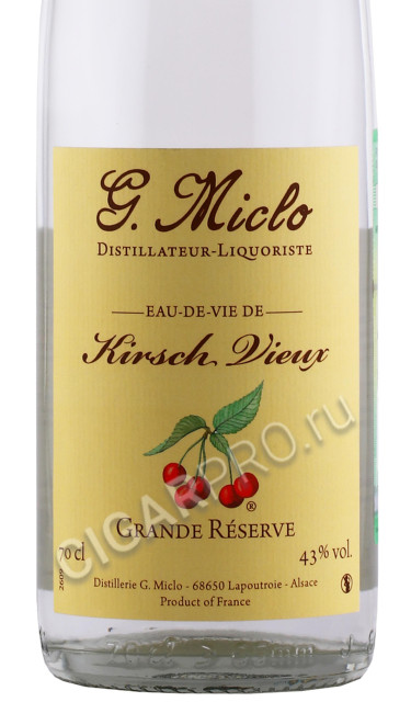 этикетка о де ви де g miclo kirsch vieux grande reserve 0.7л