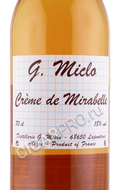 этикетка ликер miclo creme de mirabelle 0.7л