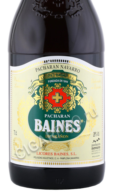 этикетка ликер pacharan baines 0.7л