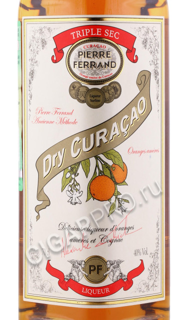 этикетка ликер liquer curacao pierre ferrand triple sec 0.7л