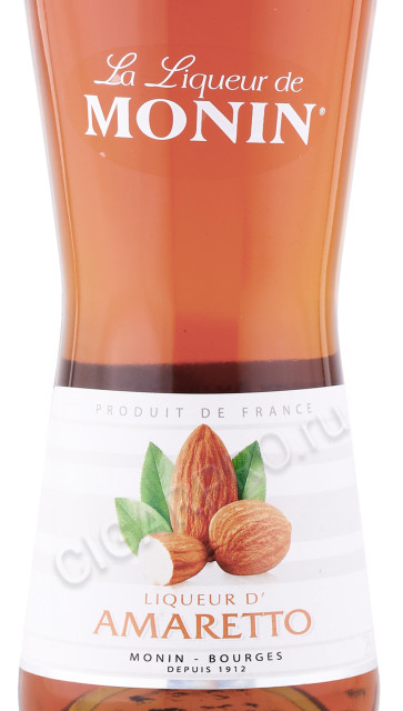 этикетка ликёр monin liqueur de amaretto 0.7л