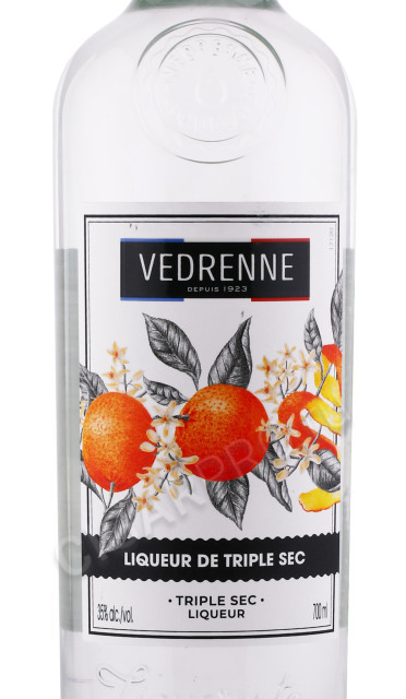 этикетка ликер vedrenne curacao triple sec 0.7л