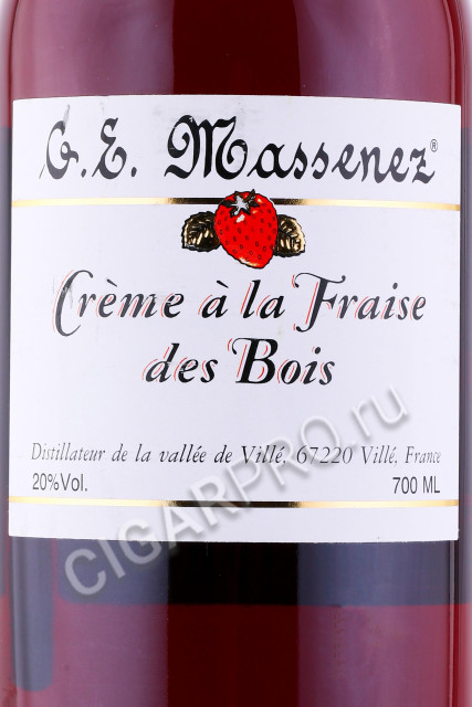 этикетка ликер massenez creme a la fraise des bois 0.7л