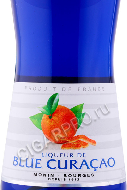 этикетка ликёр monin liqueur de blue curacao 0.7л