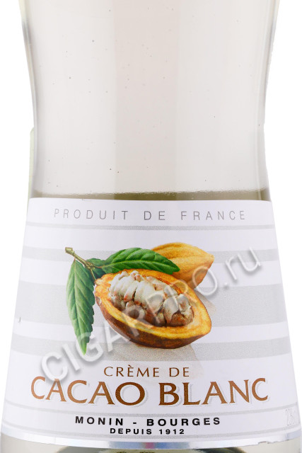 этикетка ликёр monin liqueur de cacao blanc 0.7л