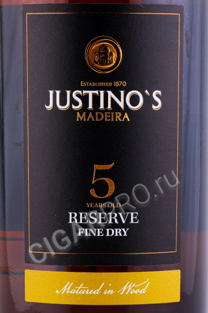 этикетка мадейра justino’s madeira reserve fine dry 5 years old 0.75л