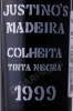 этикетка мадера justino’s madeira colheita tinta negra fine rich 0.75л