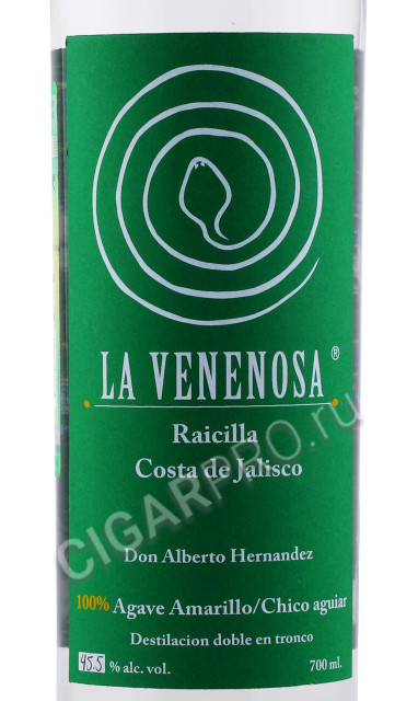 этикетка мескаль la venenosa raicilla costa 0.7л