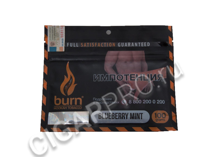 табак для кальяна burn blueberry mint (берн черника с мятой) 100г