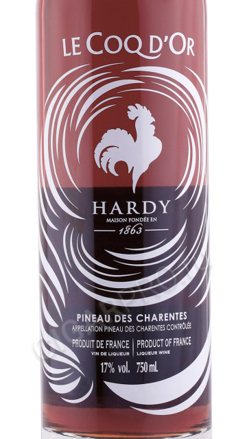 этикетка пино де шарант hardy le coq dor rose aoc 0.75л