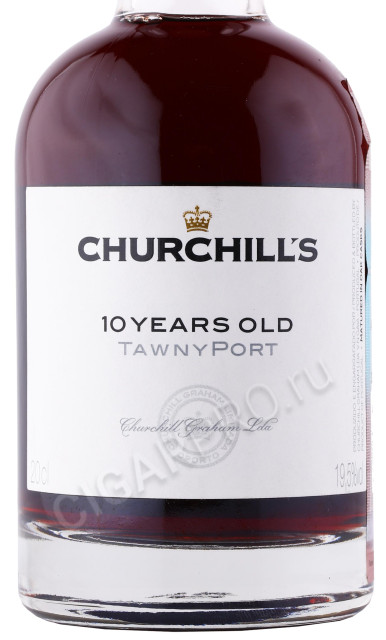 этикетка портвейн churchills tawny port 10 years 0.2л