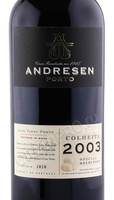 этикетка портвейн andresen colheita 2003г 0.75л