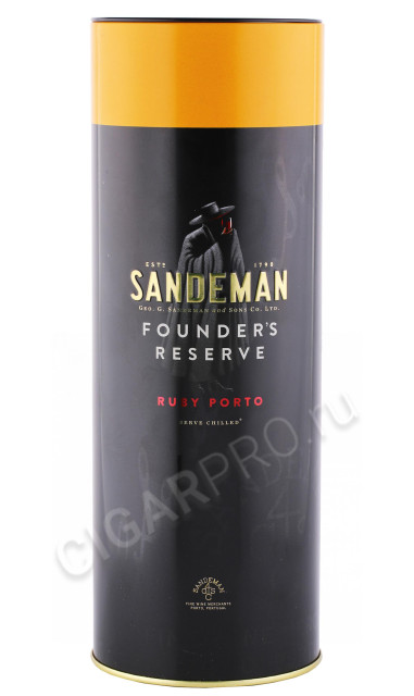 подарочная туба портвейн sandeman porto founders reserve ruby porto doc do 0.75л