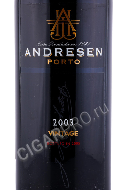 этикетка портвейн andresen vintage 2003 0.75л