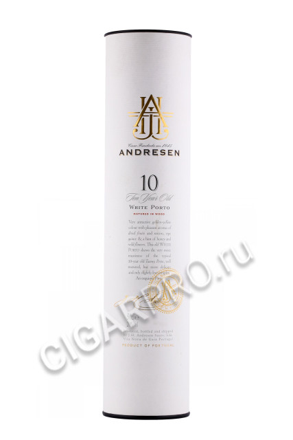 подарочная упаковка портвейн andresen white porto 10 years 0.75л