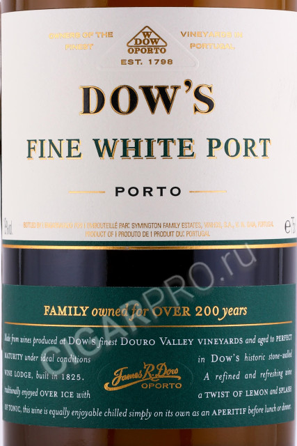 этикетка портвейн dows fine white 0.75л