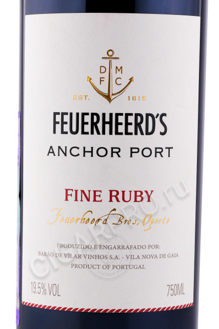 этикетка портвейн feuerheerds anchor port fine ruby 0.75л