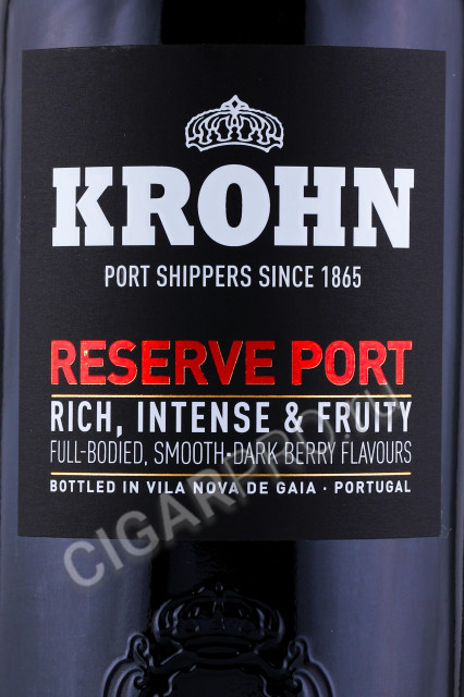 этикетка портвейн krohn porto reserve ruby 0.75л