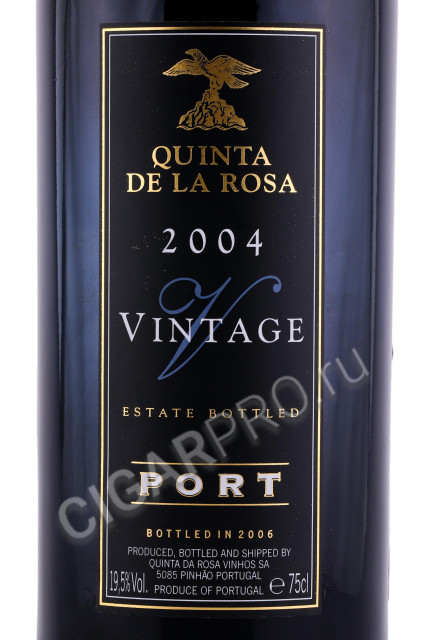 этикетка портвейн quinta de la rosa vintage 2004 0.75л