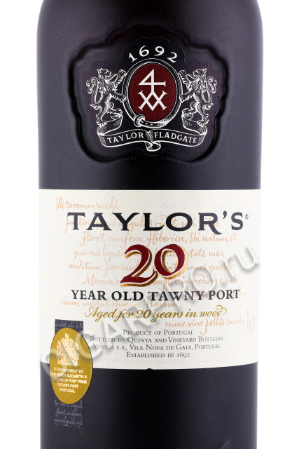этикетка портвейн taylors tawny port 20 years 0.75л