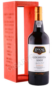 портвейн pocas colheita 2001 года 0.75л в деревянной упаковке