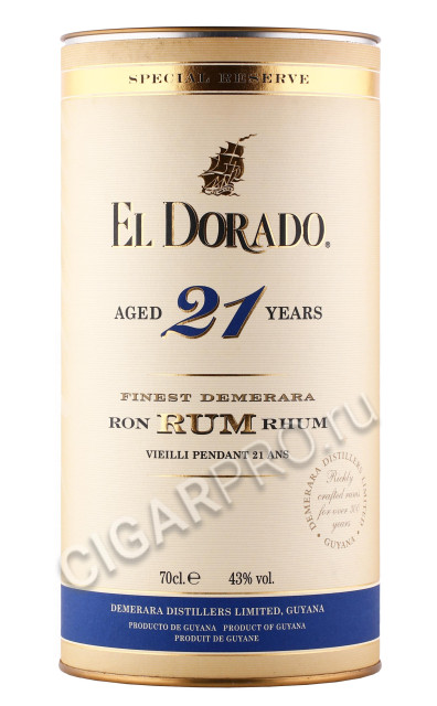 подарочная туба ром el dorado 21 year 0.7л