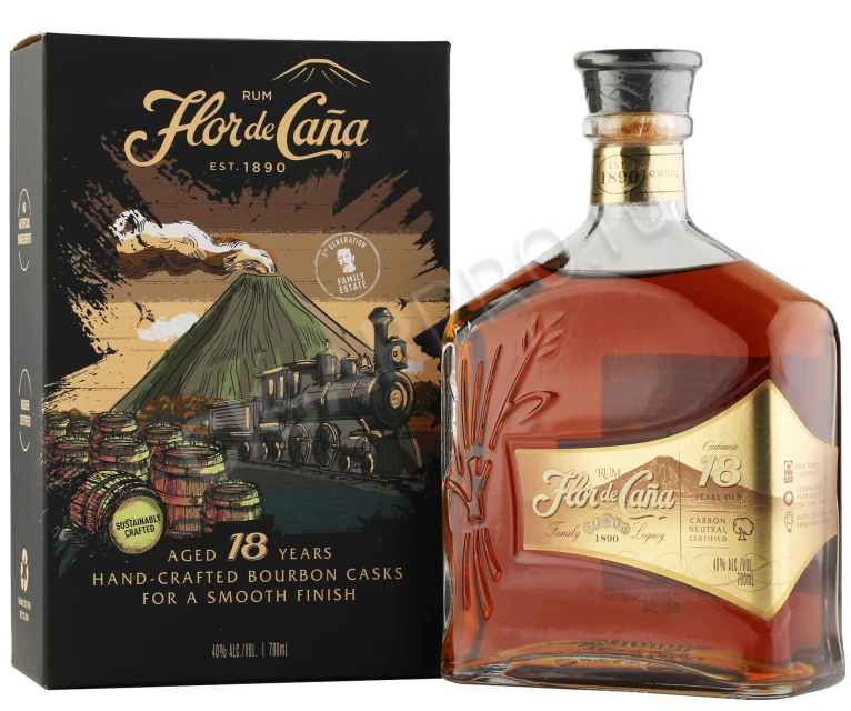 Flor de Cana Centenario 18 Years Old Ром Флор Де Кана Сентенарио 18 лет 0.7л в подарочной упаковке