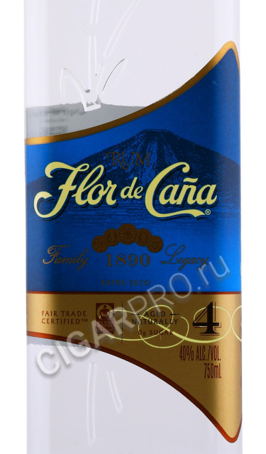 этикетка ром flor de cana extra seco 4 aged 0.75л