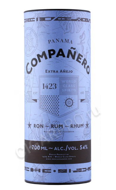 подарочная туба ром rum 1423 companero panama extra anejo 0.7л