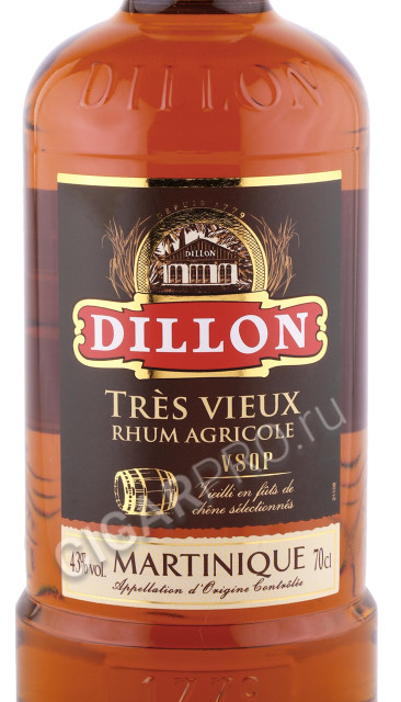 этикетка ром dillon tres vieux vsop martinique 0.7л