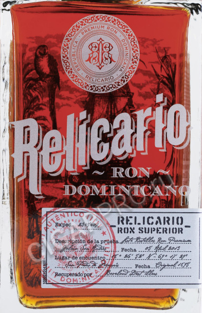 этикетка ром relicario superior 0.7л