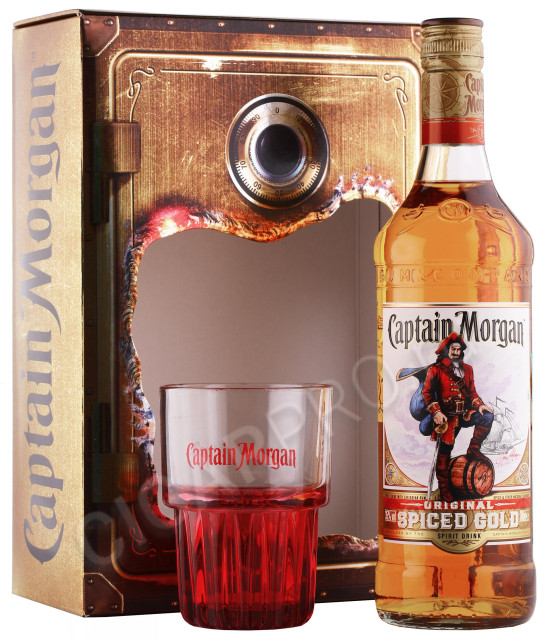 ром captain morgan spiced gold 0.7л + 1 стакан в подарочной упаковке