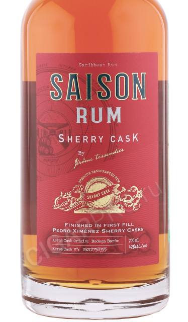 этикетка ром saison sherry cask 0.7л