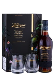 Ром Закапа Сентенарио Эдисьон Негра 0.7л + 2 стакана в подарочной упаковке