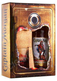 подарочная упаковка ром captain morgan spiced gold 0.7л + 1 стакан