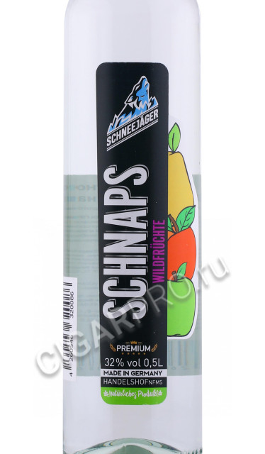 этикетка шнапс schnee jager pear williams and assorted fruits 0.5л