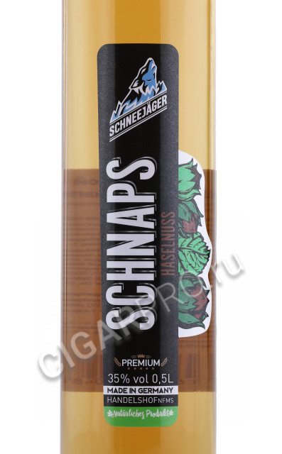 этикетка шнапс schnee jager hazelnut 0.5л