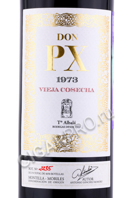 этикетка вино toro albala don px vieja cosecha 1973 0.75л