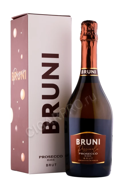 Игристое вино Бруни Просекко 0.75л в подарочной упаковке