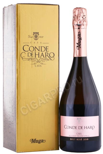 Игристое вино Конде Де Аро Брют Розе Кава Методо Традисион 0.75л в подарочной упаковке