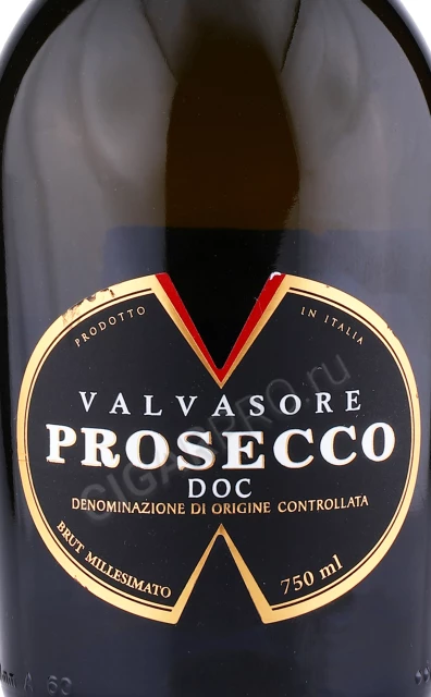 Этикетка Игристое вино Вальвазоре Просекко Миллезимато 0.75л