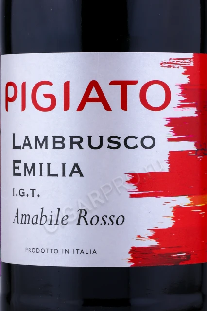 Этикетка Игристое вино Пиджиато Ламбруско Россо Эмилья 0.75л
