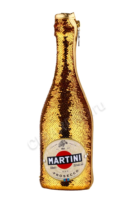 Игристое вино Мартини Просекко 0.75л в подарочной упаковке золото