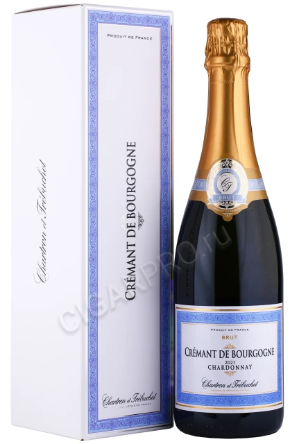 Игристое вино Шартрон Требюше Креман де Бургонь Шардоне 0.75л в подарочной упаковке